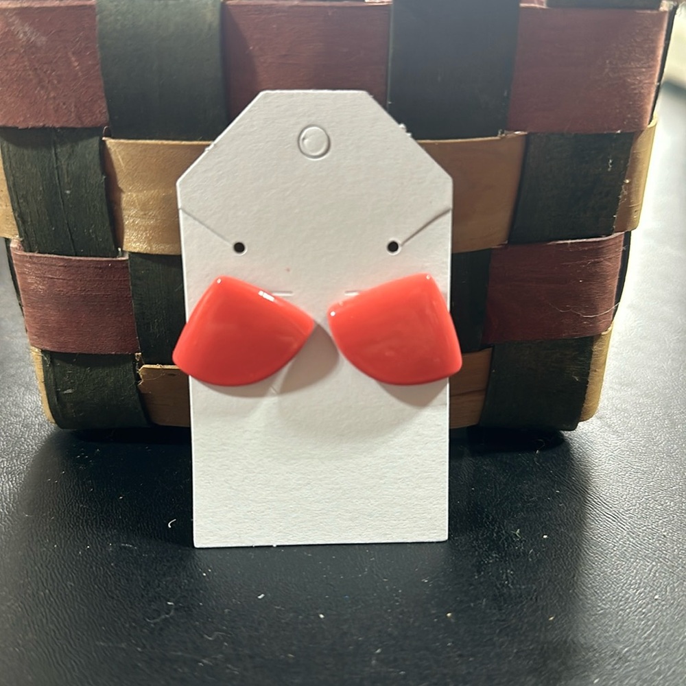 Pink/Salmon Color Triangular Earrings